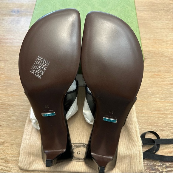 NIB Gucci Black 65mm Horsebit leather mules 38 - Picture 6 of 7